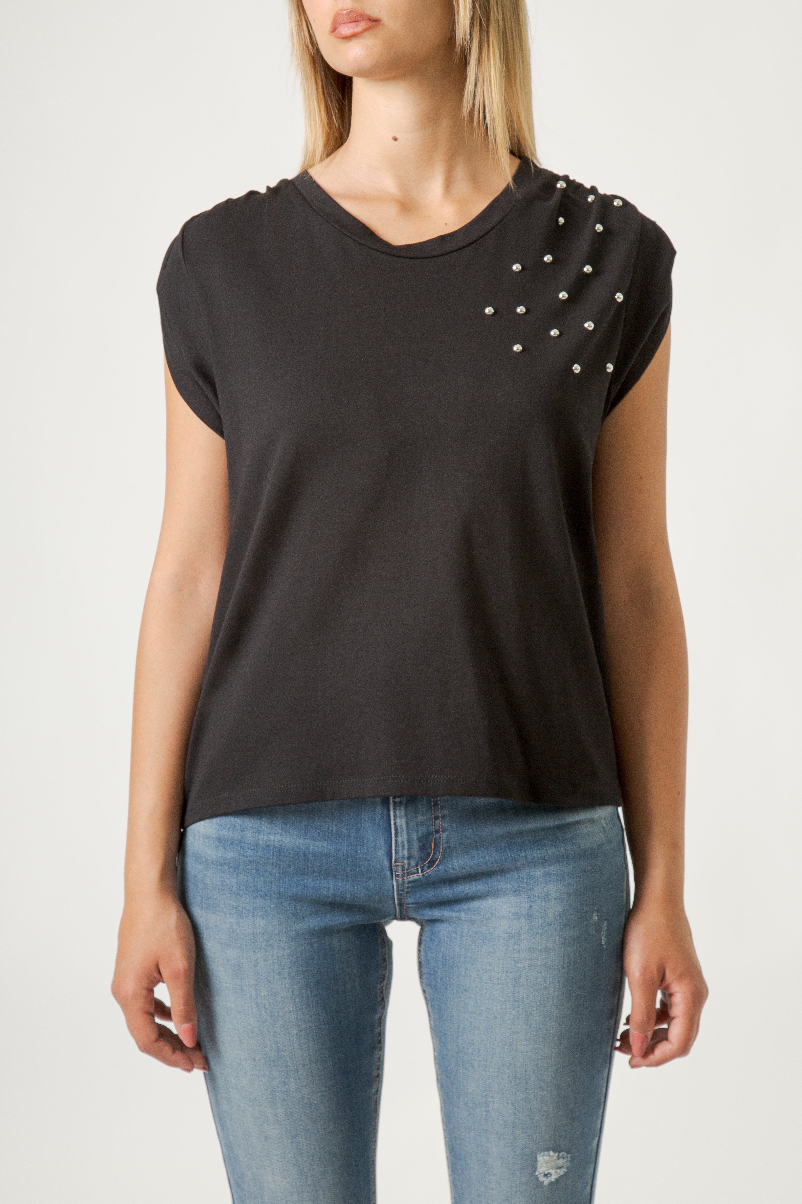 Top Donna Sleeveless con Dettagli Luminosi – Fit Morbido, Stile Minimal Chic