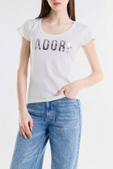 T-SHIRT SCRITTA LAMINATA