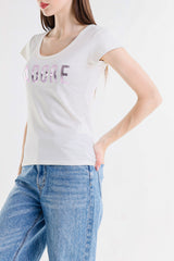 T-SHIRT SCRITTA LAMINATA