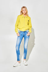 Low-Rise Blue Skinny Jeans with Fading
