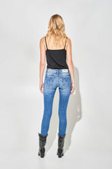 Dark Blue Regular Waist Skinny Jeans