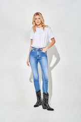 High-Waisted Blue Skinny Jeans