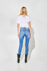 High-Waisted Blue Skinny Jeans