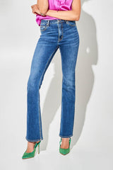 Dark Blue Regular Waist Flare Jeans