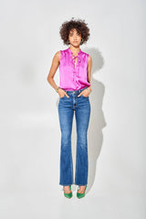 Dark Blue Regular Waist Flare Jeans