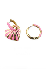 Orecchini a cerchio a cuore rosa