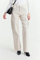 Cargo Pants in Bull Fabric with Studs