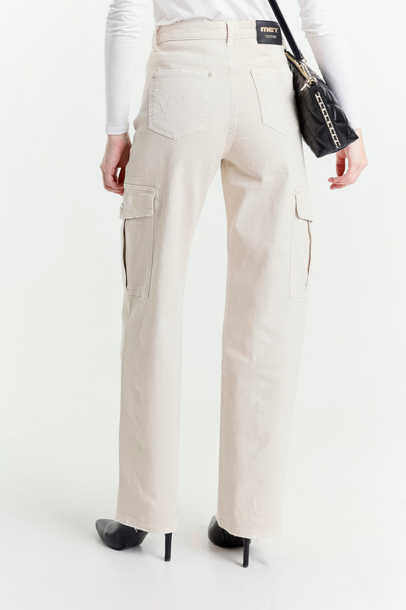 Pantalone Cargo in Tessuto Bull con Borchie