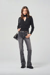 Black Regular Waist Wide Leg Jeans with Decorative Chain