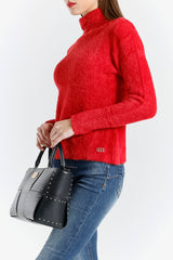 High-Neck Faux Fur Sweater