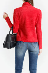 High-Neck Faux Fur Sweater