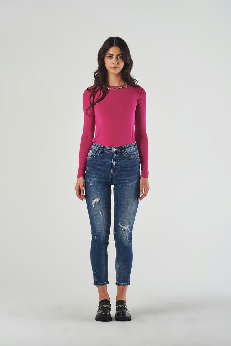 Jeans Mom Blu A Vita Regolare