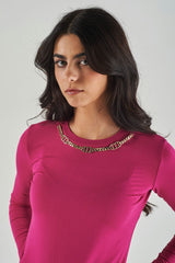 Long-Sleeved Top with Chain Detail