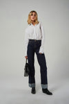 High-Waisted Wide-Leg Japanese Canvas Jeans