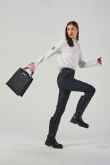 Textured Black Boots with Lug Sole