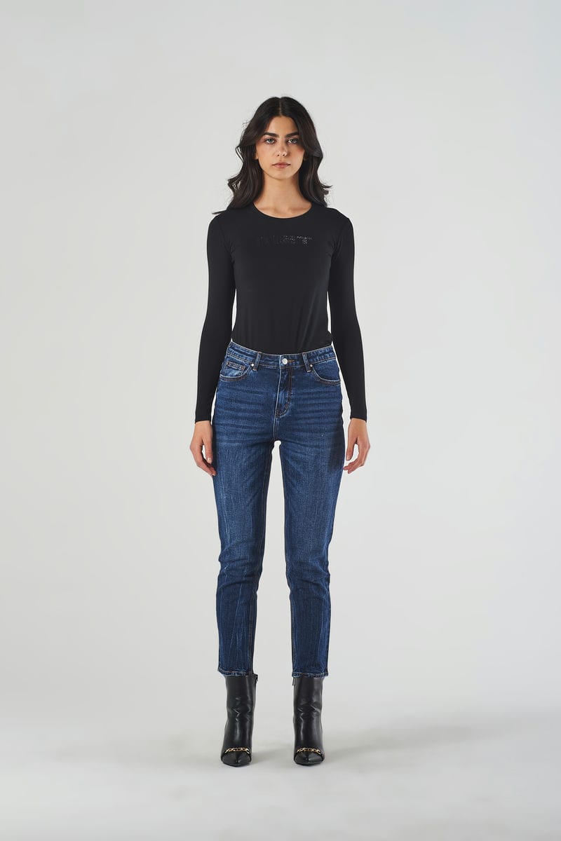 Jeans Mom Blu A Vita Regolare