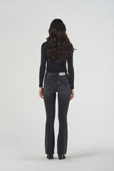 Black Regular Waist Flare Jeans