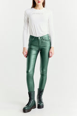 High-Waisted Super Stretch Skinny Trousers in Shiny Faux Leather