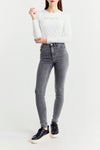 High-Waisted Grey Skinny Jeans