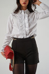 High-Waisted Shorts with Decorative Chain