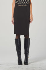 Technical Fabric Midi Skirt with Belt