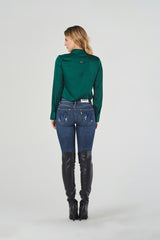 Regular Waist Blue Skinny Jeans with Small Distressing