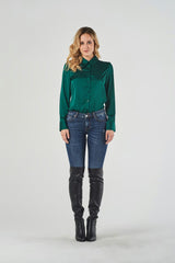 Regular Waist Blue Skinny Jeans with Small Distressing