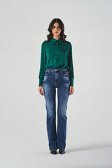 High Waisted Dark Blue Flared Jeans