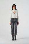 Regular Waist Grey Straight Leg Jeans
