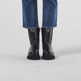 Black Ankle Boots with Logo and Lug Sole