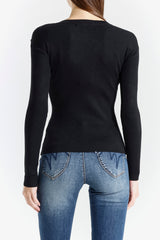 Rib-Knit Top with Decorative Buttons