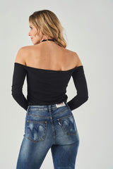Top Spalle Scoperte con Scollo Intrecciato