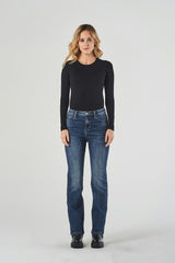 Generico Pantaloni Donna Vita Alta Jeans Donna Vita Alta a Gamba Larga in Tessuto Morbido ed Elastico, Modello Comfort con Dritta e Passanti per Cintura, Facili Jeans Leggeri