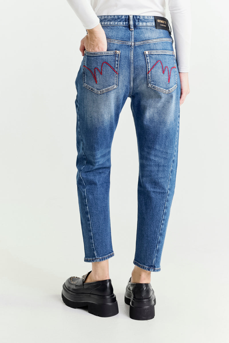 Jeans Gamba Dritta Blu Chiaro Vita Bassa