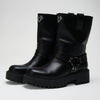Black Biker Boots with Lug Sole