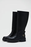 Textured Black Boots with Lug Sole