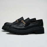 Black Loafers with Lug Sole