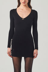 Ribbed Knit Dress with Side Lacing