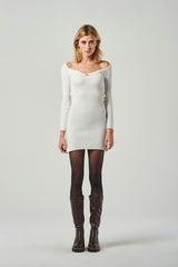 Bodycon Mini Dress with Boat Neck