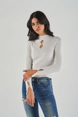 Rib-Knit Cut-Out Top
