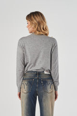 Crew Neck Sweater with Decorative Chain