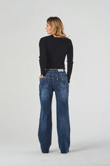 Blue Regular Waist Wide Leg Jeans