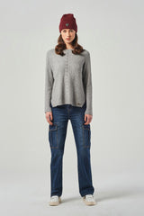 Women's Blue High-Waisted Straight Leg Cargo Pocket Jeans