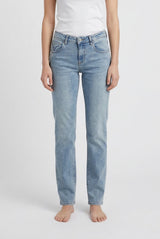 Jeans Donna Straight Slim Fit Denim Chiaro – Vita Media, Linea Essenziale
