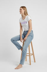 Jeans Donna Straight Slim Fit Denim Chiaro – Vita Media, Linea Essenziale