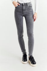 High-Waisted Grey Skinny Jeans
