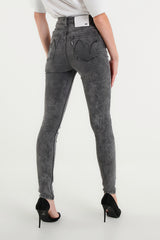 High-Waisted Grey Cara Skinny Jeans