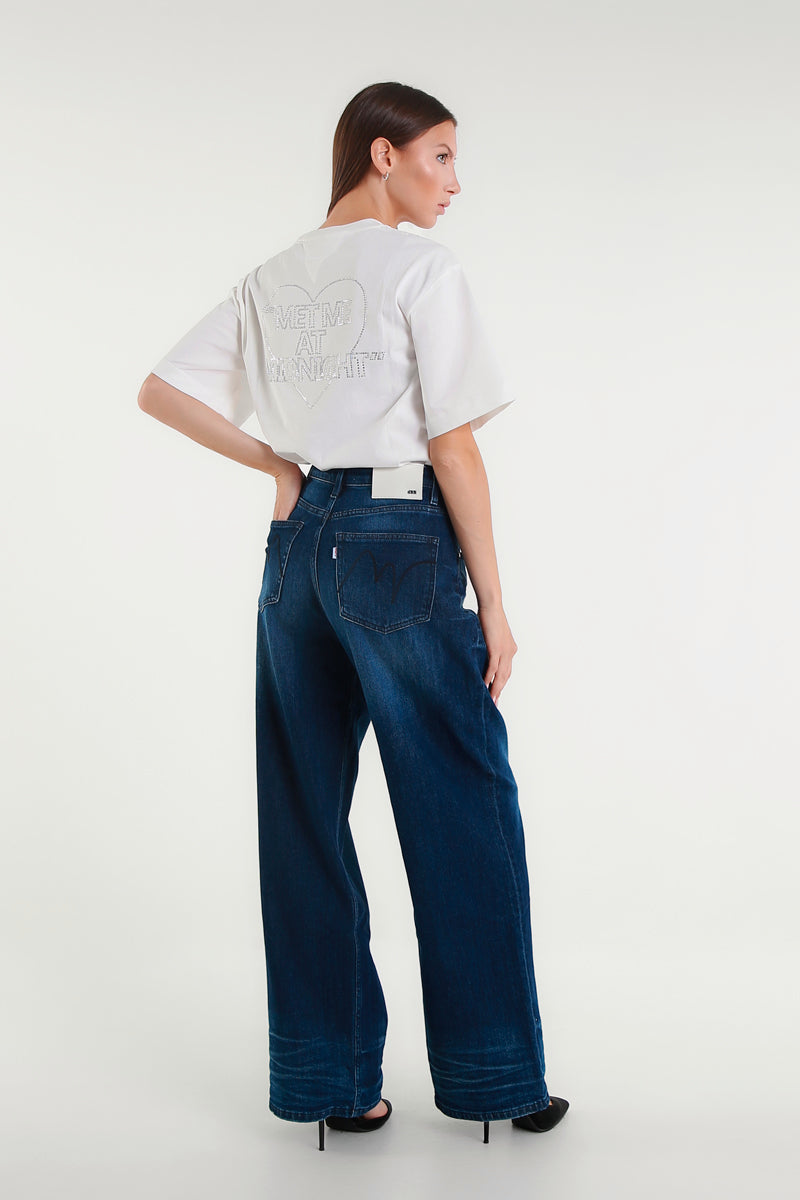 Jeans Chloé Wide Leg Blu Scuro a Vita Alta