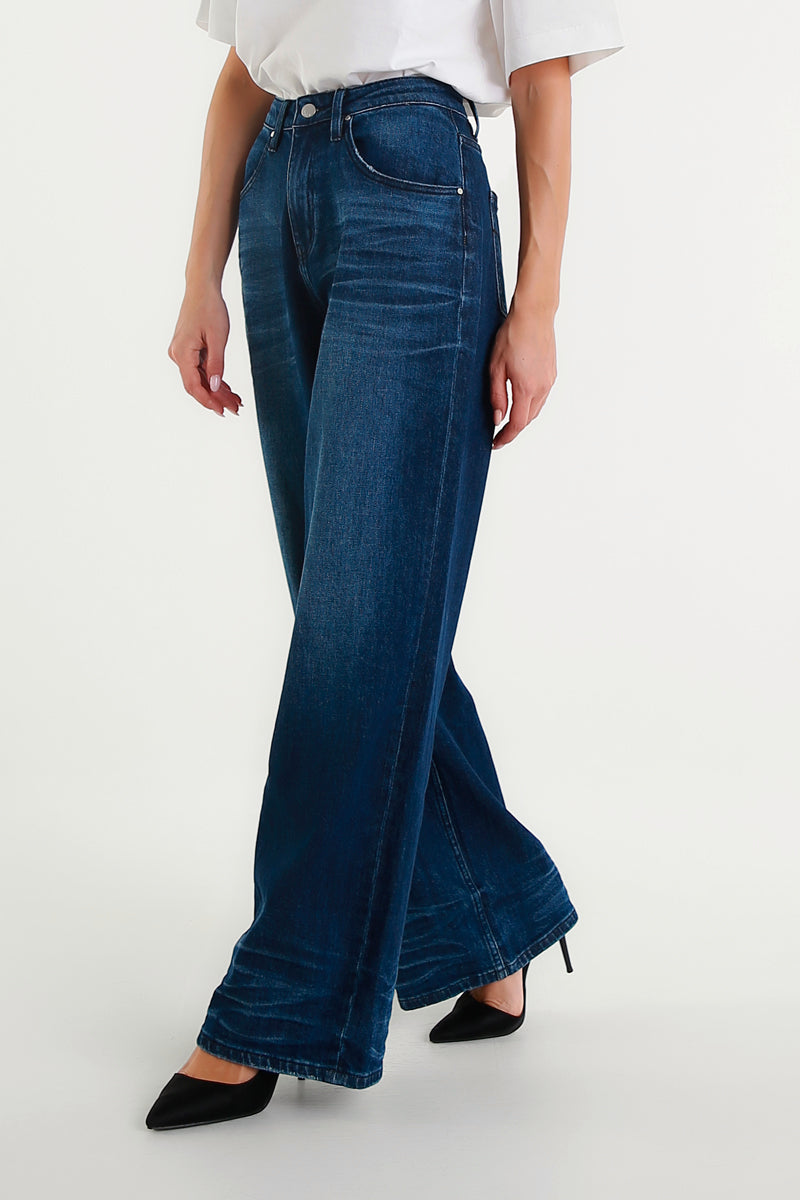 Jeans Chloé Wide Leg Blu Scuro a Vita Alta