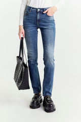 Blue Regular Waist Straight Leg Jeans